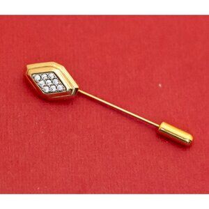 Vintage Geometric Diamond Tip Gold Tone Stick Pin by Avon - F34